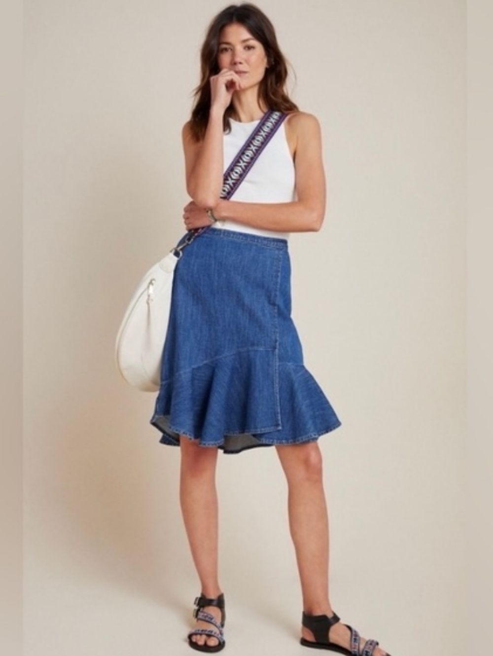 Anthropologie Pilcro Flounced Denim Skirt